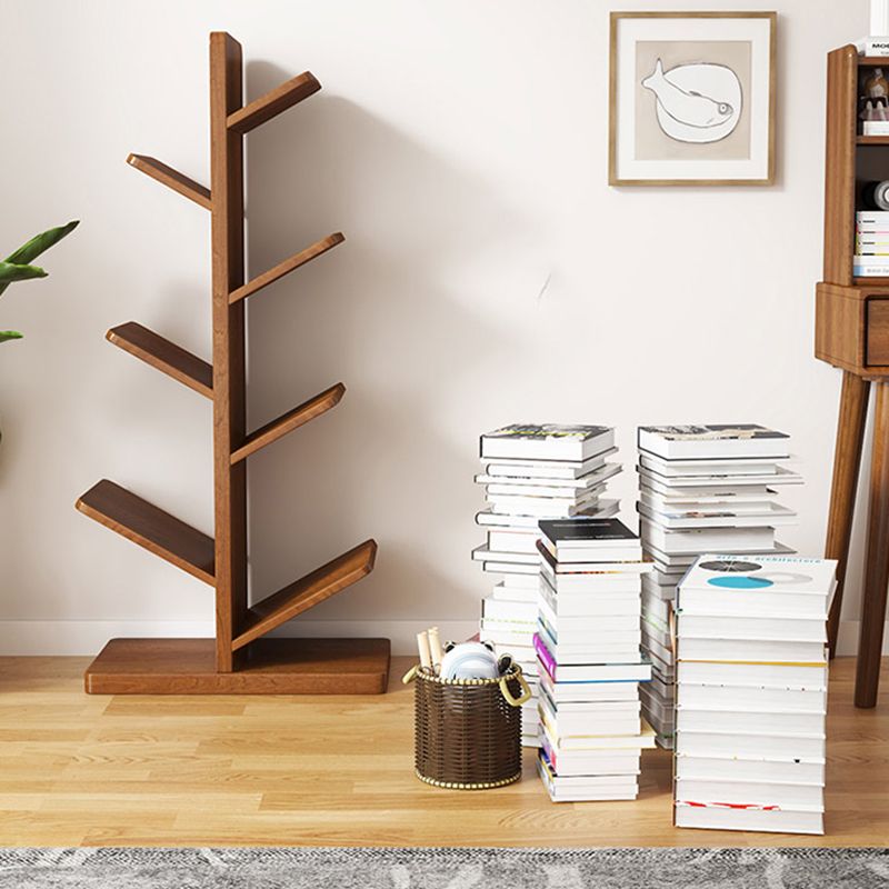 Modern Wood Bookshelf Geometric Vertical Open Shelf Bookcase