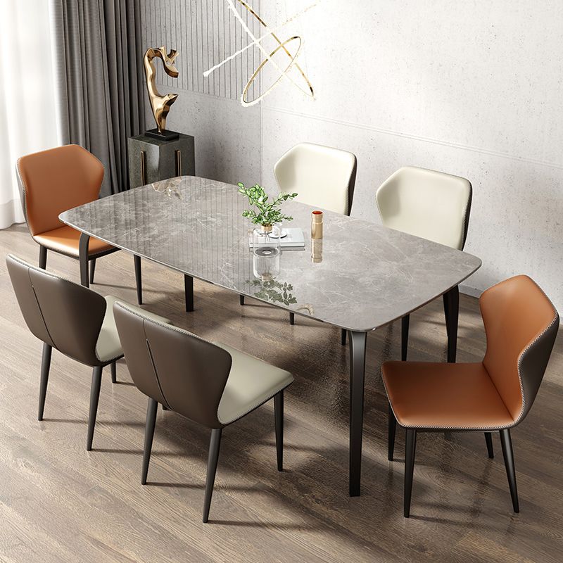 Rectangle Dining Table Industrial Dining Table with Black Frame