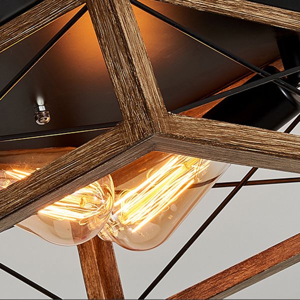Metal Square Flush Mount Lamp Industrial Style 2 Lights Flush Ceiling Lights
