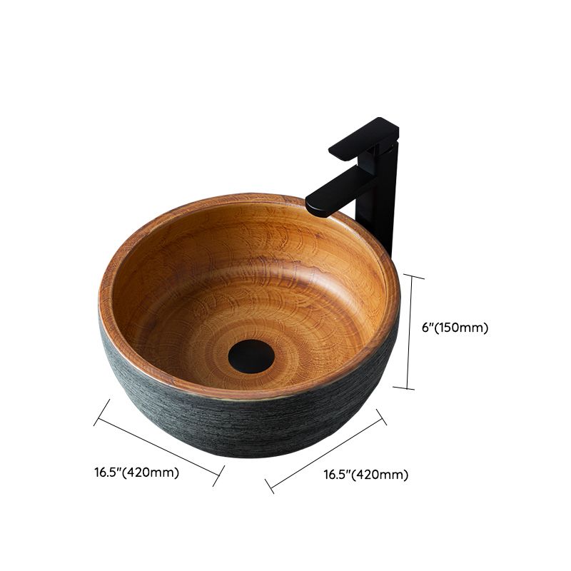 Brown Oval-shape Trough Bathroom Sink Modern Trough Bathroom Sink