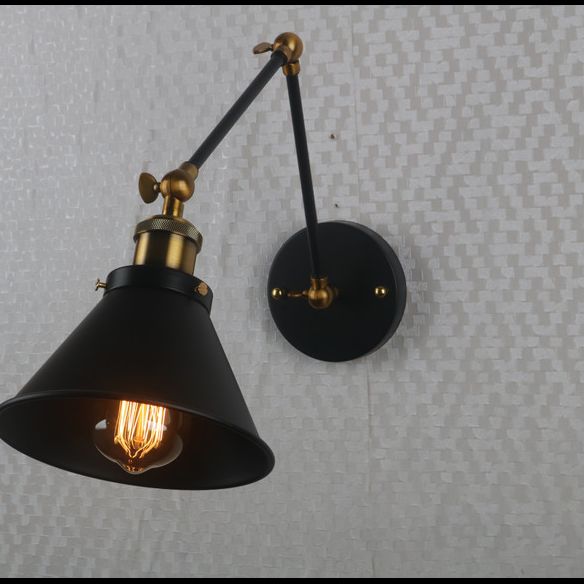 1-Light Cone Gnonce Lightture American Industrial Style Pichées en fer