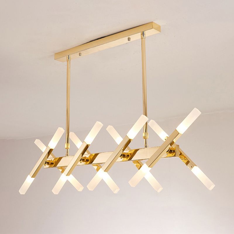 Acrylic Tube Island Pendant Modern 16/20 Lights Black/White/Gold Ceiling Pendant Light for Dining Room