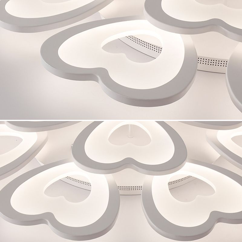Heart Semi Flush Mount Light Fixture Simplicity Acrylic Ceiling Mount Chandelier for Bedroom