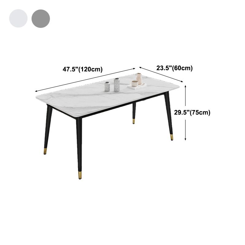 Metal Tripod Base Dining Table Modern Rectangle Stone Dining table in White