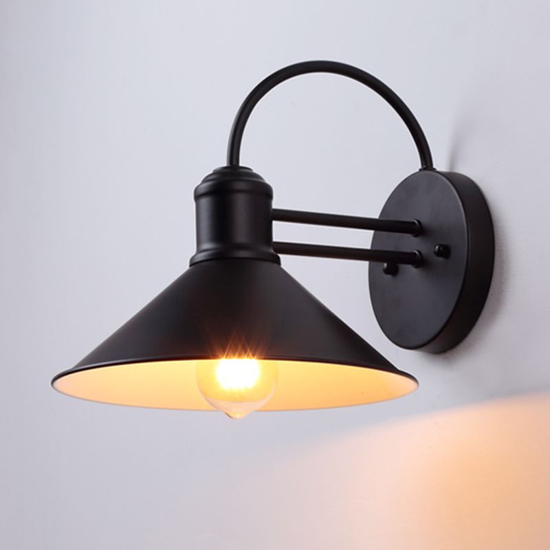 Metal Cone Wall Sconce Lighting Industrial Style 1 Light Wall Lamps