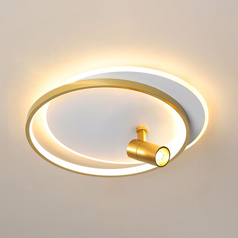 Accesorio de techo LED circular de hierro lacado en soporte empotrado interior de acrílico de estilo artístico moderno