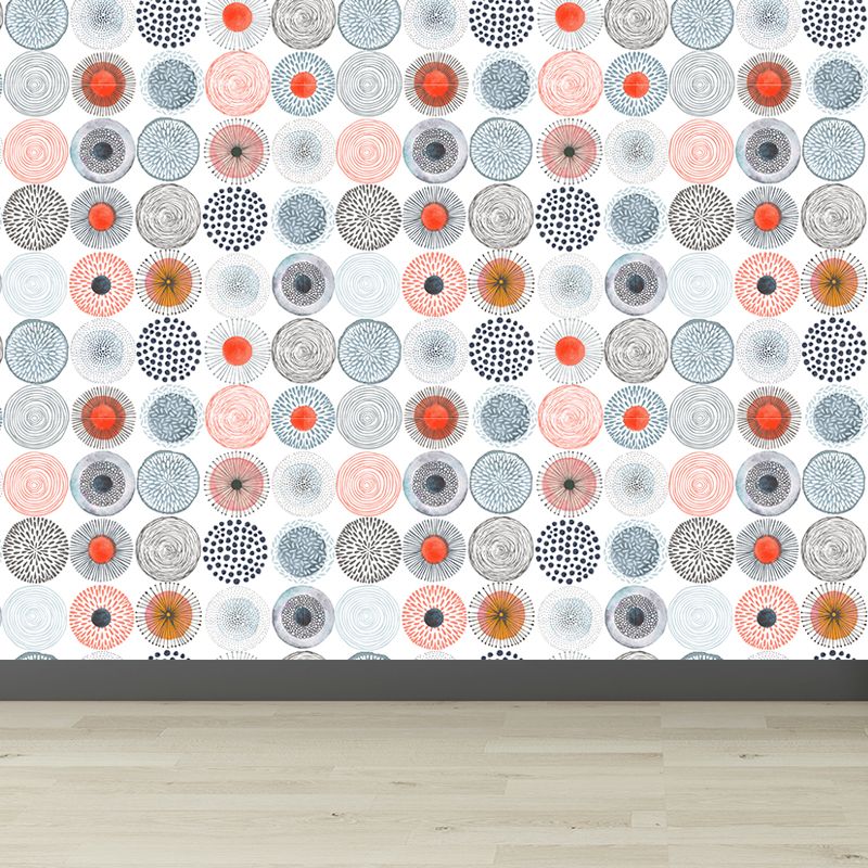 Large Floral Circles Wallpaper Mural Water Resistant Modern Style Bedroom Wall Decor
