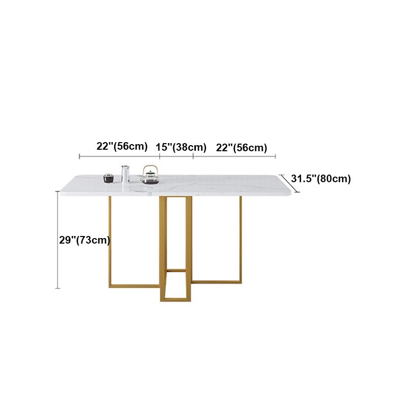 59"H Modern Sintered Stone Table Foldable Rectangle Table with Trestle Base