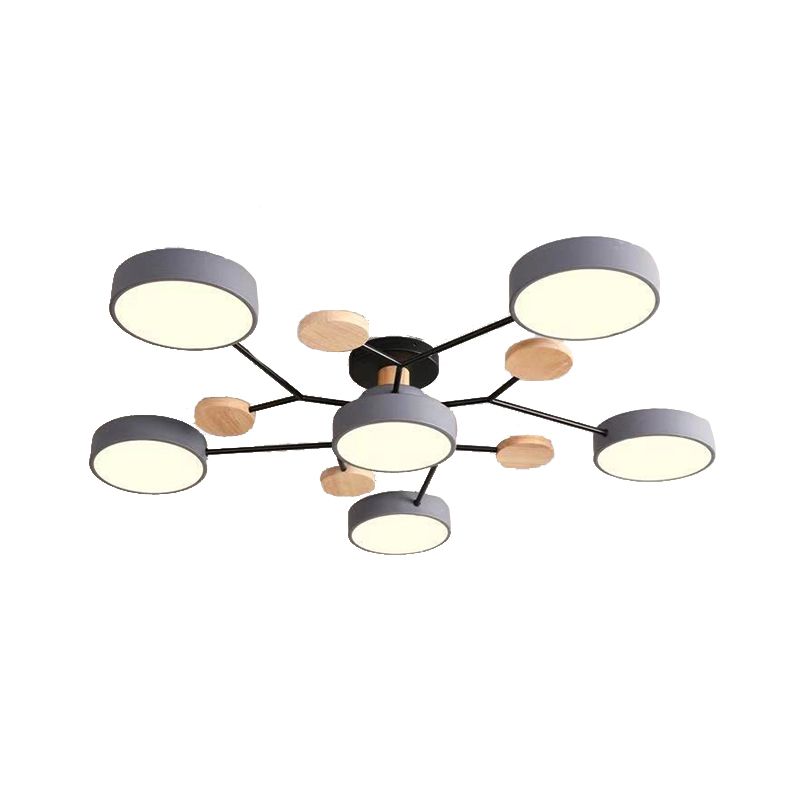 Macaron Molecular LED Ceiling Fixture Metal Living Room Semi Flush Mount Light