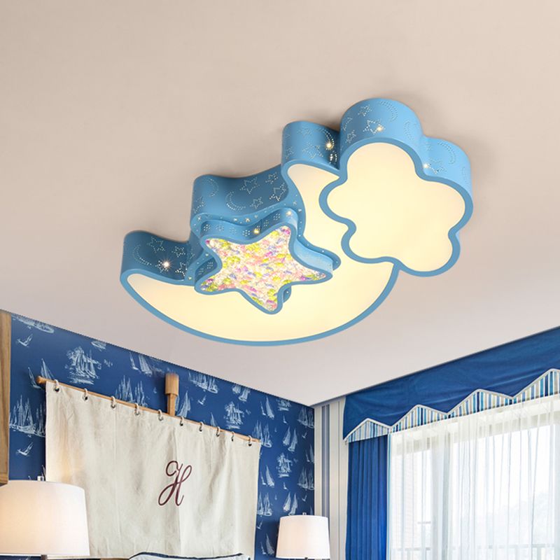 Acrylic Starry Sky Flush Light Fixture Nordic LED Flush Mounted Lamp in White/Pink/Blue for Child Bedroom