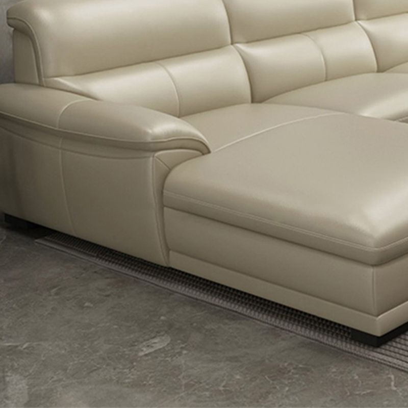 Leather Pillow Top Arm Sectional Sofa 36.22"High Cushion Back Sofa,Beige