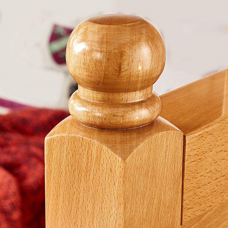 Solid Wood Bunk Bed Modern Style Natural Bunk Bed with Headboard