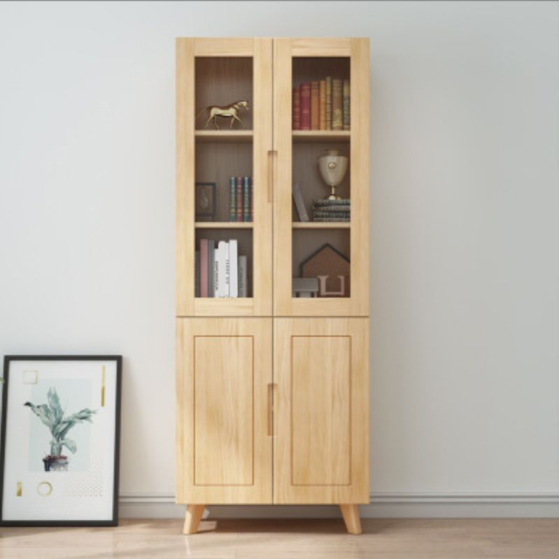 Contemporary Cabinet Rectangle Glass Paned With Doors Pine Accent Cabinet