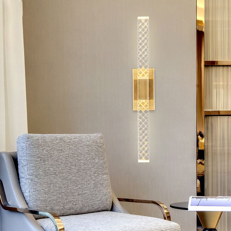 Linearer Schatten mehrlächer Wandleuchten Moderner Kristallwandmontageleuchte in Gold