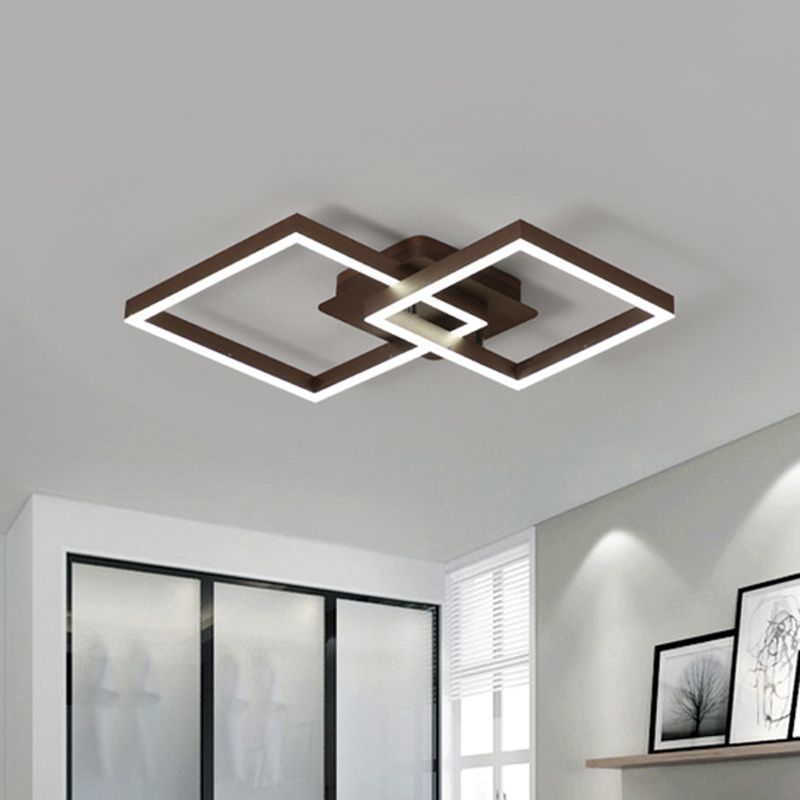 Moderno simmetrico rombo marrone rullo a filo chiaro acrilico a led con soffitto a filo a filo in luce calda/bianca