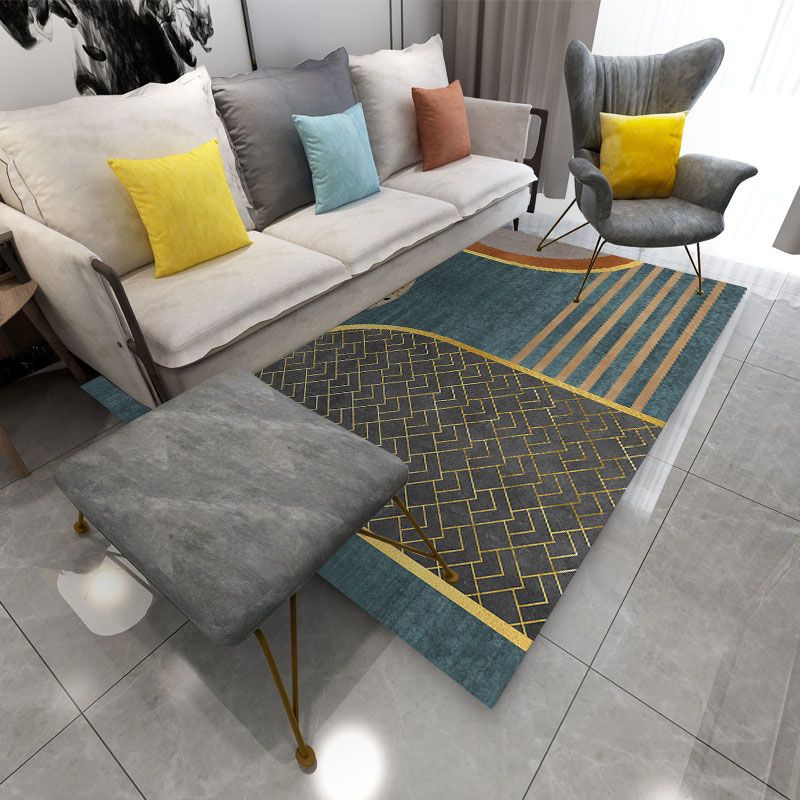 Dark Grey Striped Carpet Polyester Simplicity Carpet Washable Carpet for Home Decoration