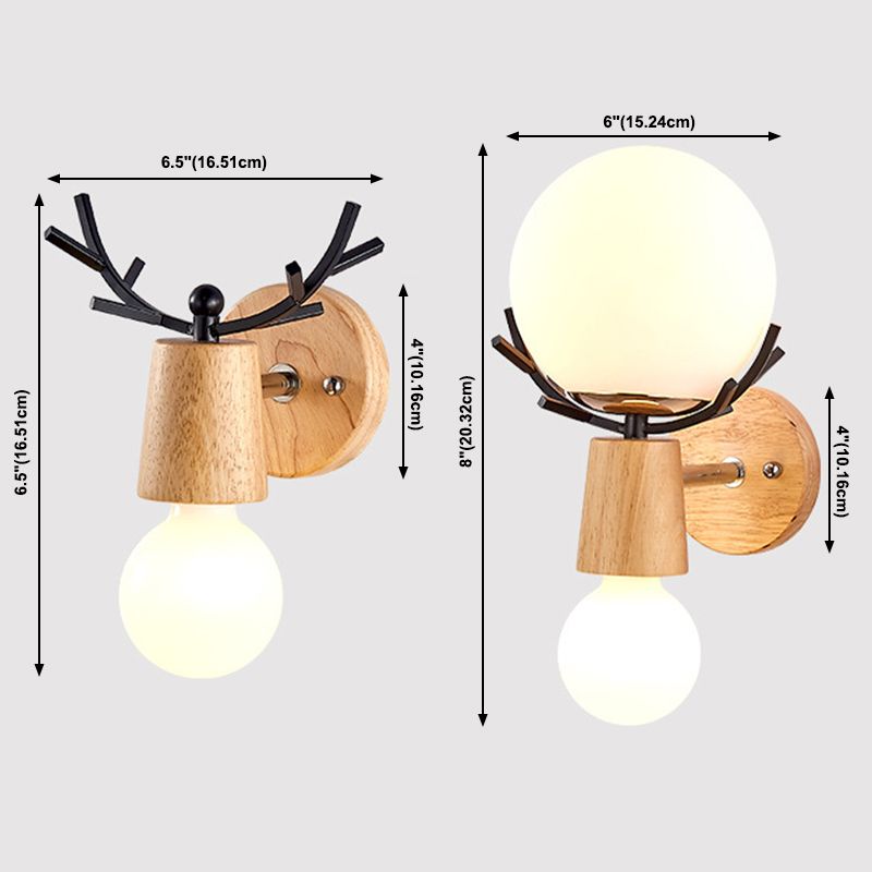 Minimalistic Style Wood Wall Mount Light Fixture Deer Wall Sconce Light for Bedroom