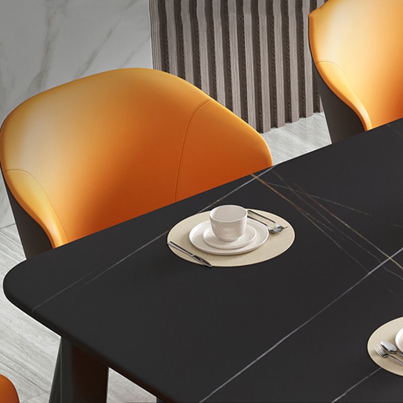Black Steel 4-foot Table Industrial Rectangle Stone Top Dining Room Table