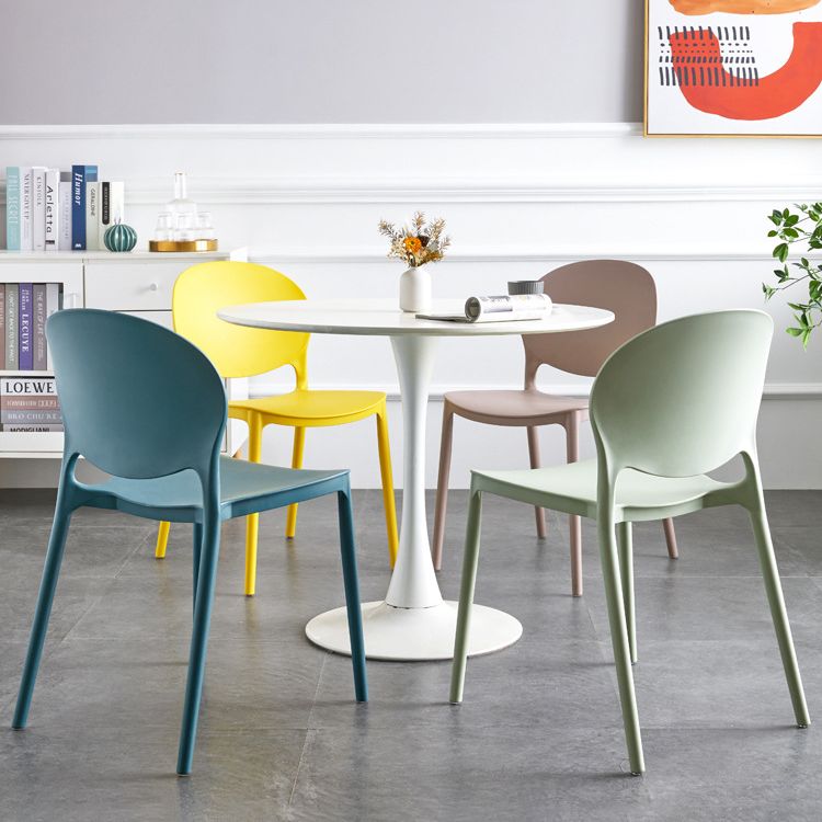 European Glam Style Plastic Chair Kitchen Dining Room Open Back Side Chairs