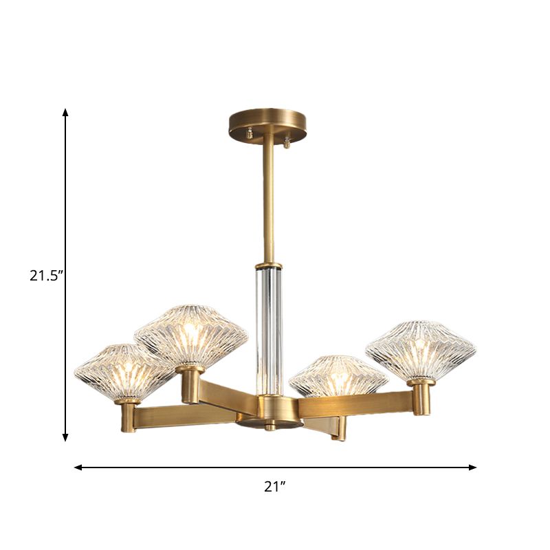 4/6 lampen hanglang kroonluchter traditionele rhombische kristal radiale suspensieverlichting in goud