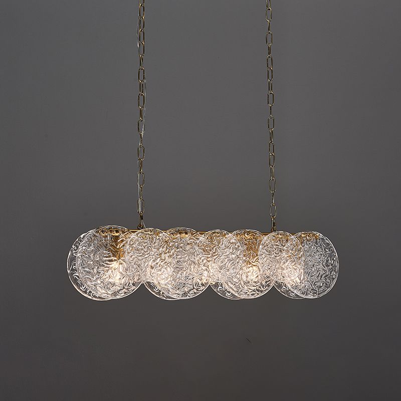 Lampada il lampadario in vetro lineare dell'illuminazione dell'isola moderna in bronzo per sala da pranzo