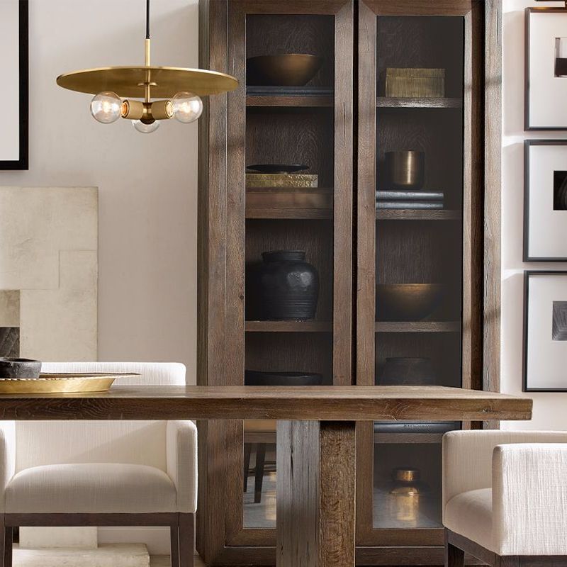 Schwarz/Messing/Chrom exponierte Glühbirnenleuchter Lampe Retro 3 Köpfe klare Glasdecke Anhänger Licht mit Metallscheibe