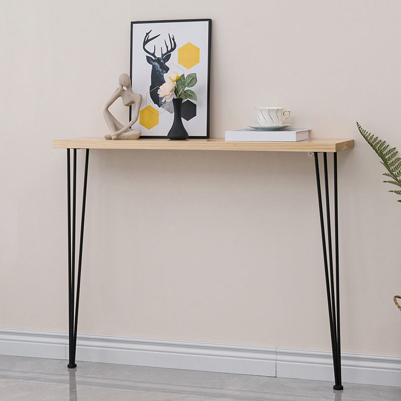 Mid-Century Modern Sofa Table 31.5" H Solid Wood Top Console Table with Metal  Legs