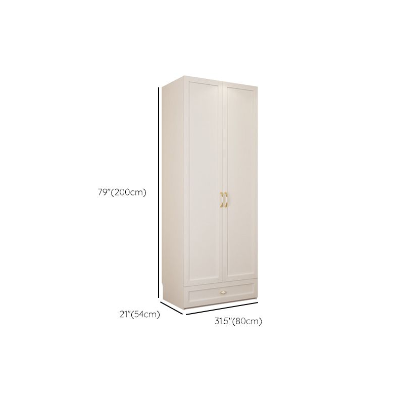 Engineered Wood Wardrobe Closet with Shelves White Wardrobe Cabinet