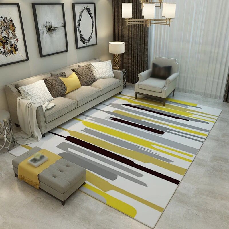 Modern Graphic Print Indoor Carpet Polyester Area Rug Non-Slip Backing Carpet for Living Room
