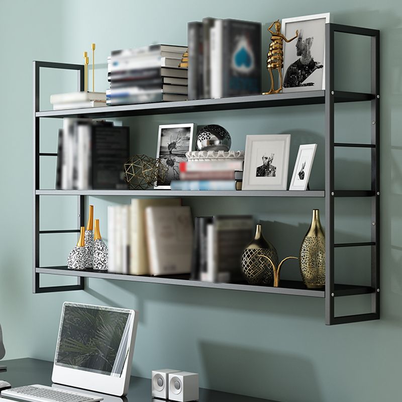 Industrial Wall Mounted Bookshelf Black and White Iron Shelf for Home