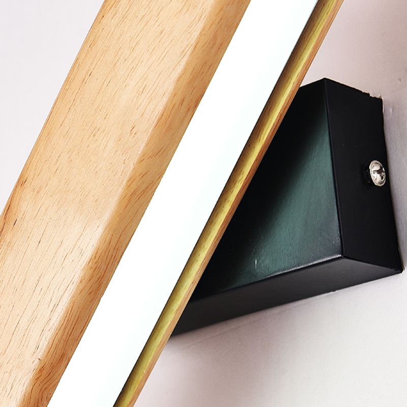 1 Light Rectangle Wall Mounted Lamps Modern Style Wood Wall Lamps