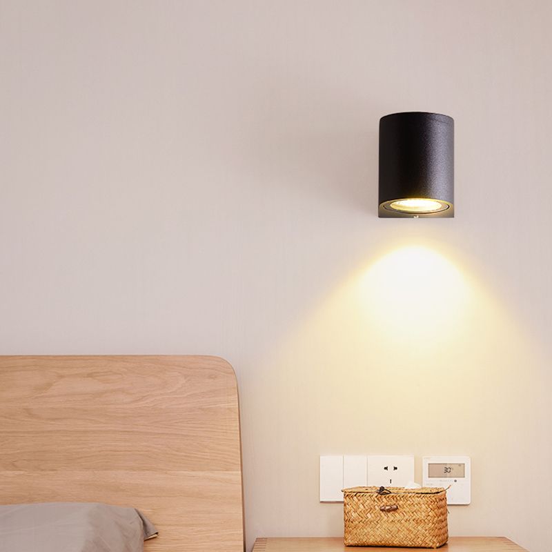 Contemporary Aluminum Wall Light Geometric Wall Washer in Black for Outdoors