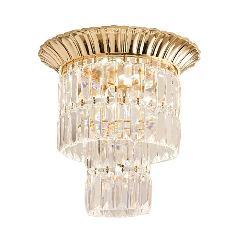 Chrom/Gold LED Flushmount Lampe Modernistisch Crystal Dual Schatten Zylindrische Bündig-Halterung Deckenbefestigung