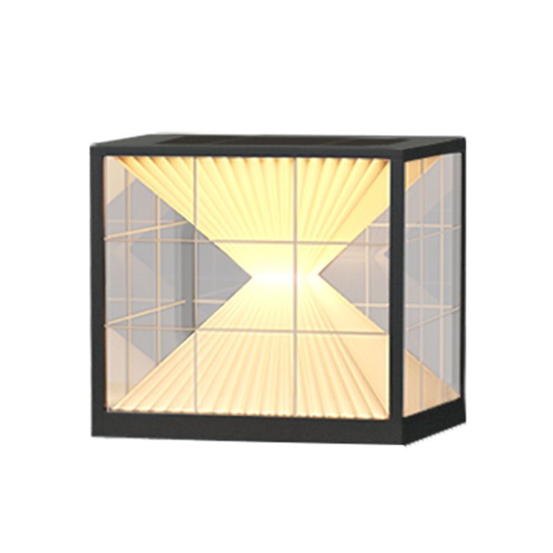 Square Shape Metal Outdoor Lamp Modern Style 1 Light Solar Pillar Light
