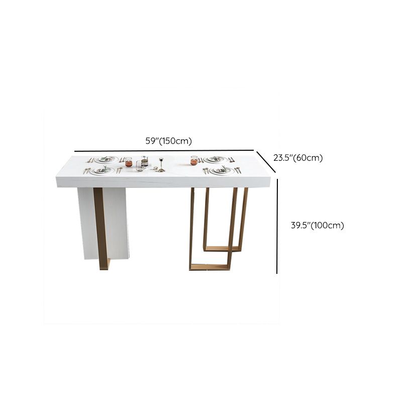 Glam Rectangle Bar Table Faux Marble Top Table for Patio Use