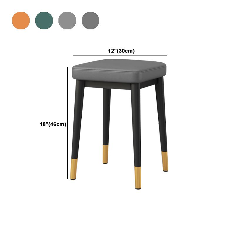 Square Footstools Ottoman Glam Solid Color Faux Leather Water Resistant Ottoman