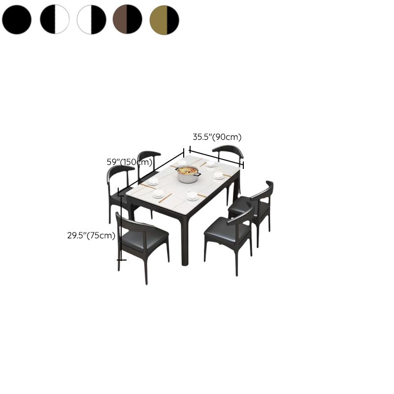 Simplicity Rectangle Dining Site Table Stone Dining Room Collection with 4 Legs