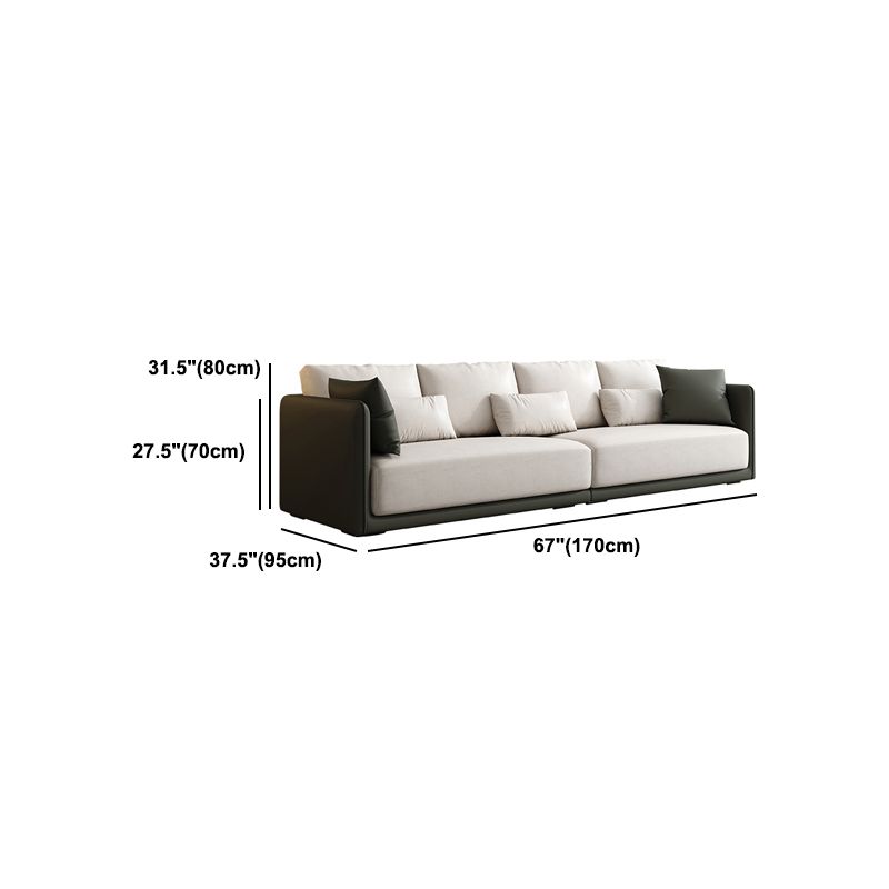 Faux Leather Sectional/Sofa with Pillow Back and Square Arms