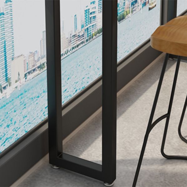 Kitchen Natural Finish Solid Wood Pub Table with Black Metal Frame