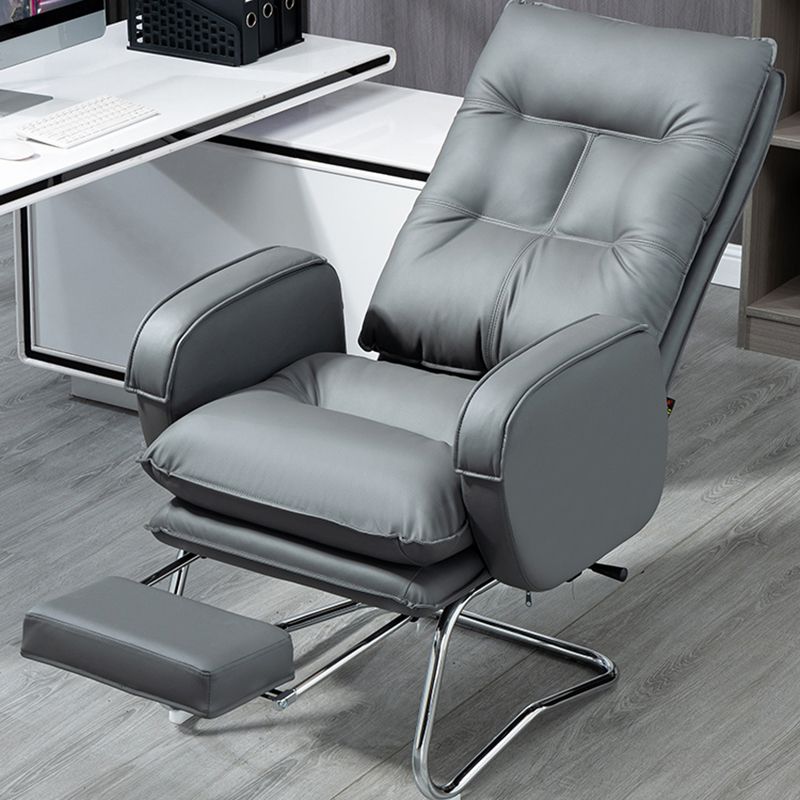 Modern Armless Office Chair Leather No Distressing No Wheels Ergonomic Desk Chair