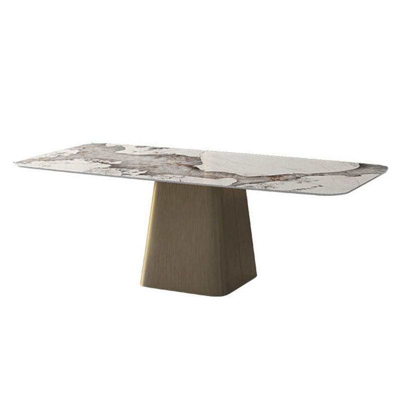 Rectangle Stone Dining Table Contemporary Dining Table with Pedestal Base