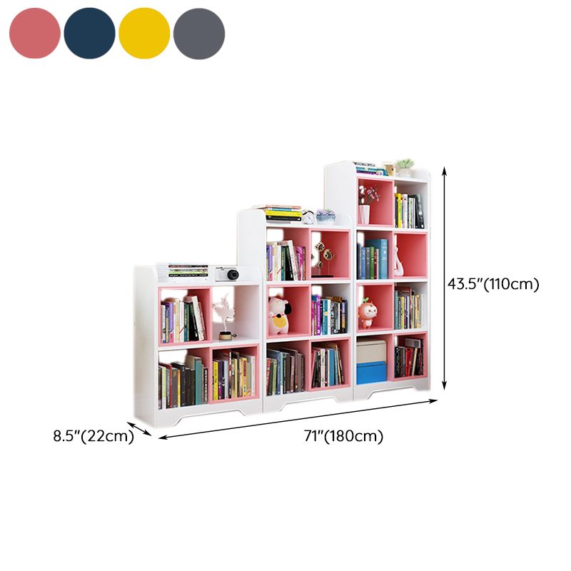 Contemporary Closed Back Book Shelf Manufactured Wood Cubby Storage Bookcase