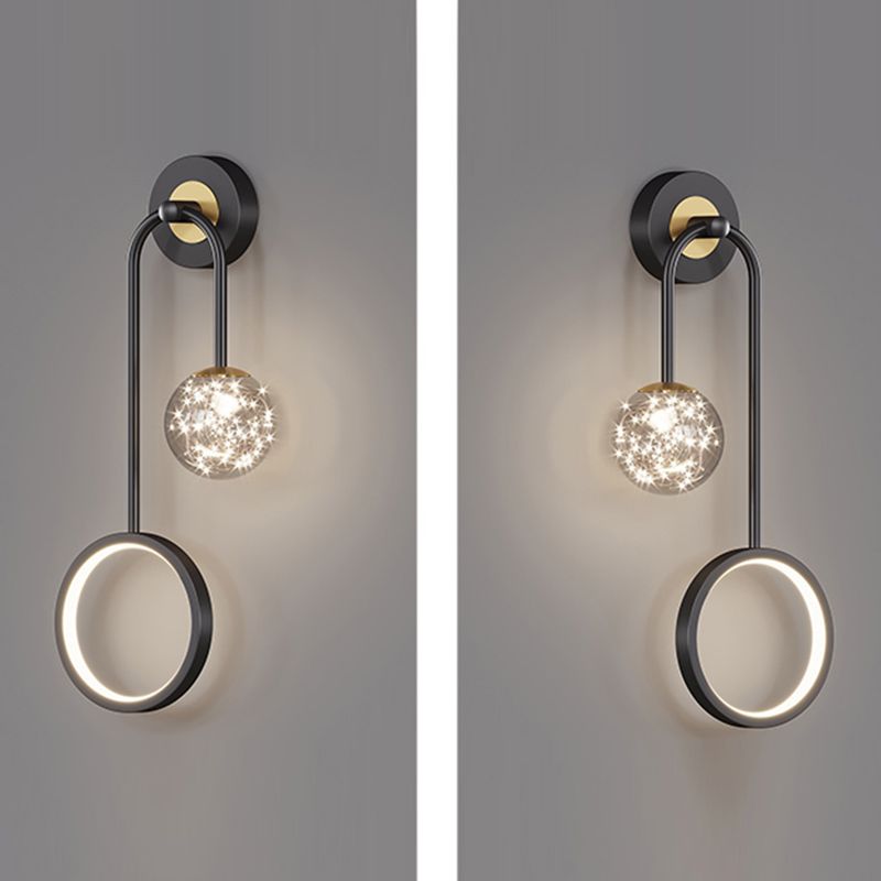 Metal Arc Shape Wall Light Nordic 2 Lights LED Wall Sconce for Living Room