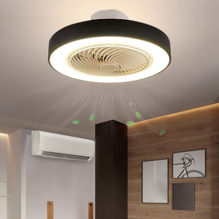 Acrylkreis -LED -Deckenventilatoren im modernen Eisenmakaron Deckenventilator Licht für Innenräume
