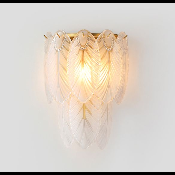 Modern Luxury Style Feather-shaped Wall Sconce Glass Sconces for Living Room