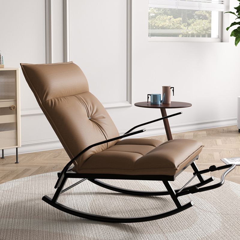 Modern Tufted Rocker Chair Whole Colored Scratch Resistant Leather Rocker Chair