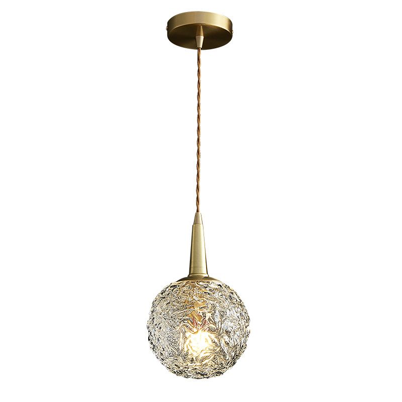 Sferisch bed pendellamp kristal 1 kop minimalistisch hanglicht in goud