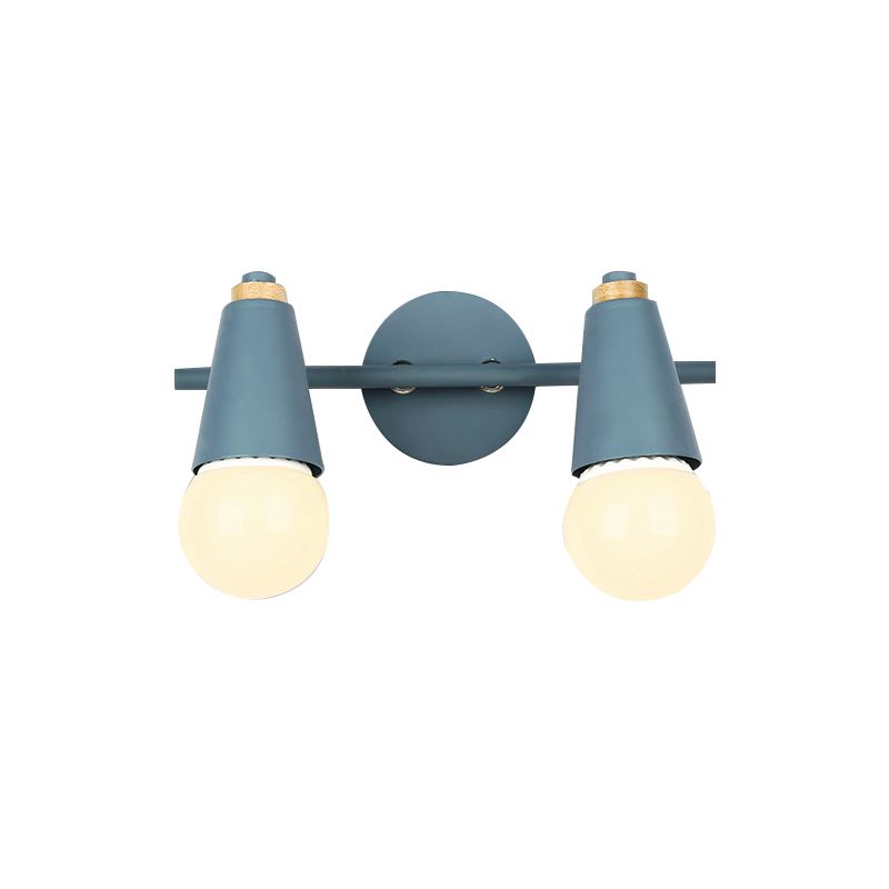 Modern Wood Wall Sconce Geometric Shape Wall Light with Metal Shade for Bedroom