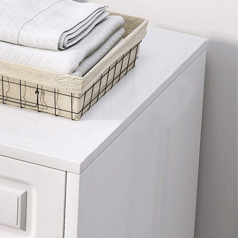 White Storage Chest Modern Style Wooden Storage Chest Dresser with Drawers and Doors