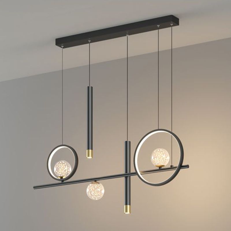 Luz colgante de isla lineal LED de aluminio en moderna luz de techo de hierro forjado de estilo nórdico con sombra de silicona